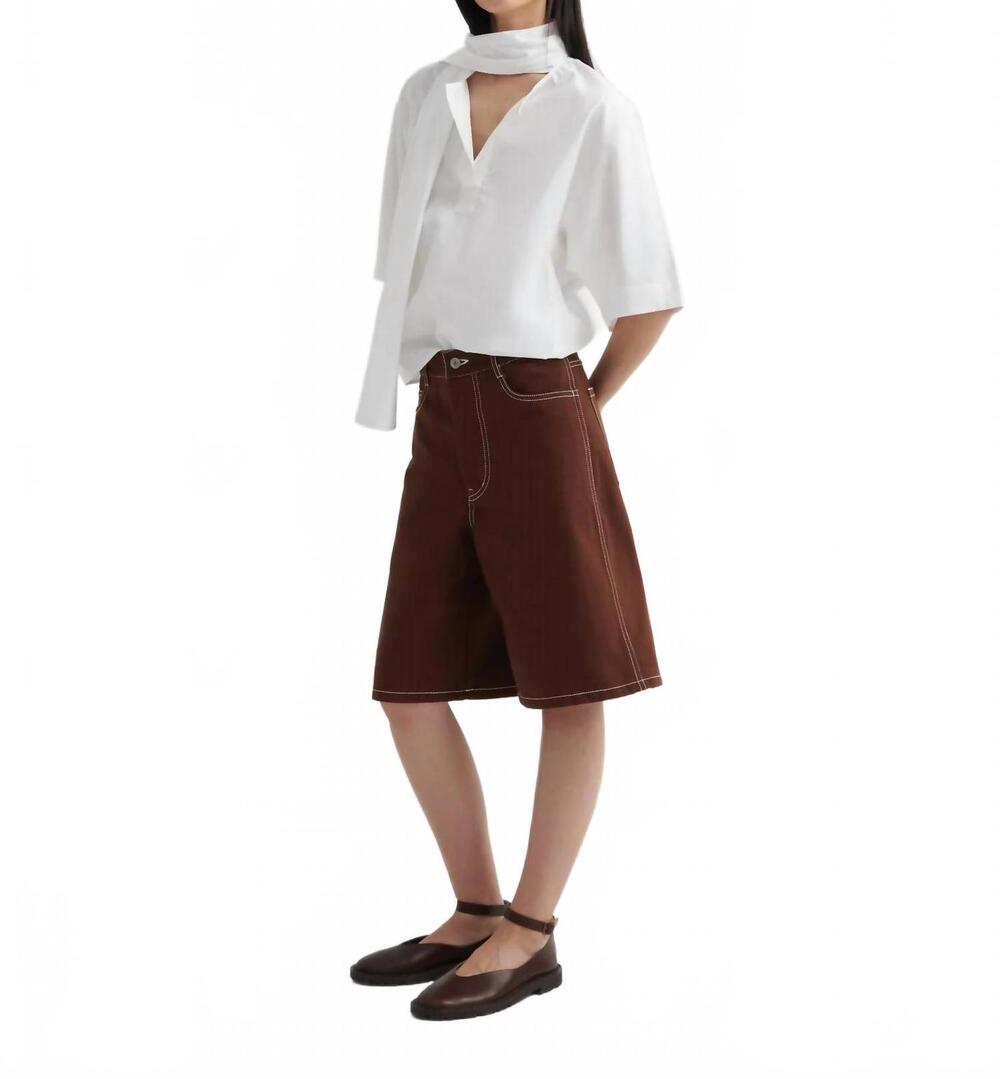NEW KOWTOW framework shorts in brown denim